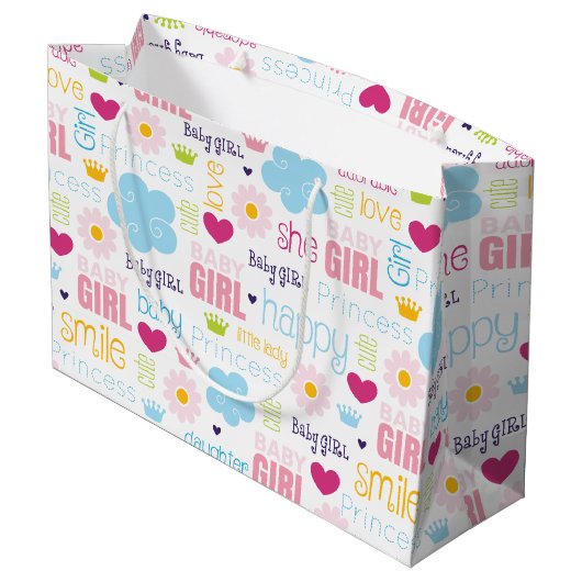 Baby Mädchen Große Geschenktüte (Rückseite Schrägansicht)