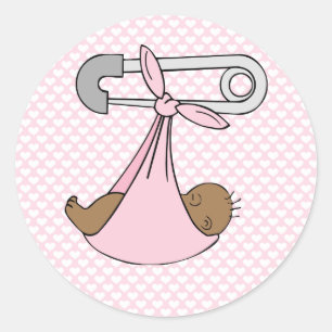 Baby Mädchen in rosa Decke Runder Aufkleber
