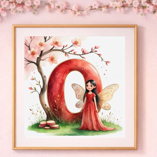 Baby Mädchen Kinderzimmer Buchstabe O Feen Blumenm Poster