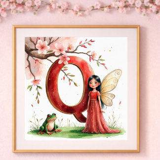 Baby Mädchen Kinderzimmer Buchstabe Q Feen Blumenm Poster