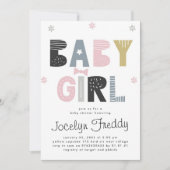 Baby Mädchen | Mädchen Regelneutrale Farben Kinder Einladung (Vorderseite)