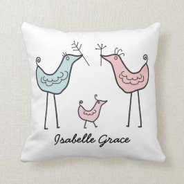 Baby-Mädchen-moderner Vogel-personalisiertes Kissen