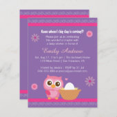 Baby-Mädchen, niedliche Eulen-Baby-Dusche Einladung (Vorne/Hinten)