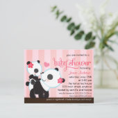 Baby-Mädchen-niedliche Panda-Baby-Dusche Einladung (Stehend Vorderseite)