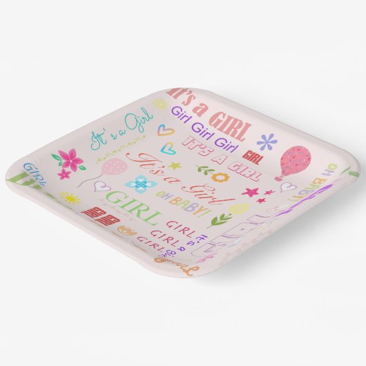 Baby Mädchen Pappteller (Gewinkelt)