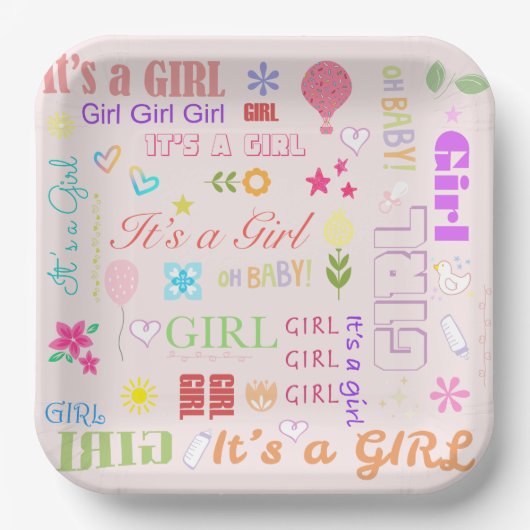 Baby Mädchen Pappteller (Vorderseite)