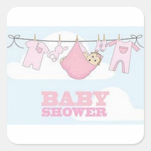 BABY-MÄDCHEN-PARTY-EINZELTEIL-DEKOR QUADRATISCHER AUFKLEBER (Vorderseite)