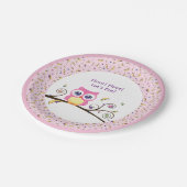 Baby-Mädchen-Party Pinke Eule Celestial Doodles Pappteller (Schrägansicht)