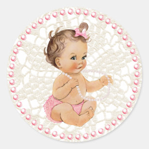Baby Mädchen. Perlen und Spitze Aufkleber