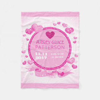 Baby-Mädchen-personalisiertes | rosa Fleecedecke