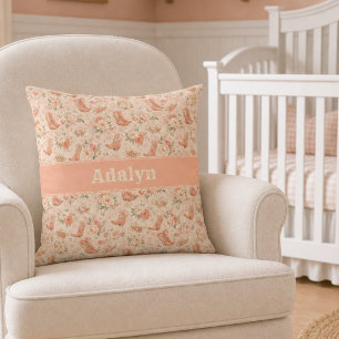 Baby Mädchen Pfirsich Western Coquette Monogramm Kissen