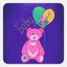 Baby Mädchen Quadratischer Aufkleber