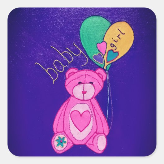 Baby Mädchen Quadratischer Aufkleber (Vorderseite)