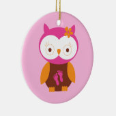 Baby-Mädchen-Retro Eulen-Rosa-Abdruck-Mama, zum Keramikornament (Rechts)