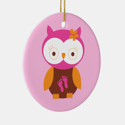 Baby-Mädchen-Retro Eulen-Rosa-Abdruck-Mama, zum Keramikornament (Rechts)