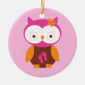 Baby-Mädchen-Retro Eulen-Rosa-Abdruck-Mama, zum Keramikornament (Vorne)