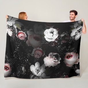Baby Mädchen Rosa & Anthrazit viktorianisches Rose Fleecedecke