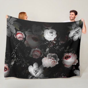 Baby Mädchen Rosa & Anthrazit viktorianisches Rose Fleecedecke