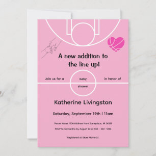 Baby-Mädchen-Rosa-Basketball-Baby-Shower-Einladung Einladung