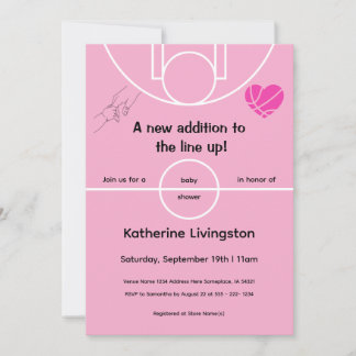 Baby-Mädchen-Rosa-Basketball-Baby-Shower-Einladung Einladung