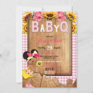 Baby Mädchen Rosa Gelbe Sonnenblume Baby Q Barbecu Einladung