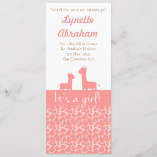 Baby Mädchen - rosa Giraffen-Silhouetten & -Drucke Einladung
