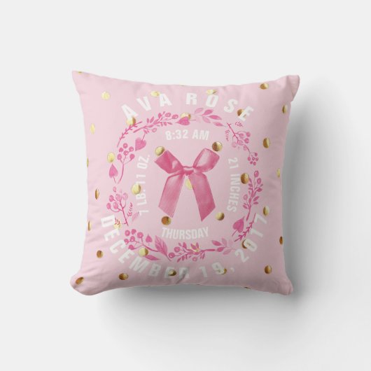 Baby-Mädchen-Rosa-Gold Geburts-Notfall | punktiert Kissen (Vorderseite)