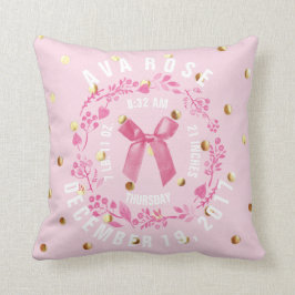 Baby-Mädchen-Rosa-Gold Geburts-Notfall | punktiert Kissen