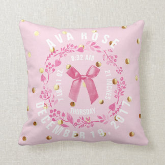Baby-Mädchen-Rosa-Gold Geburts-Notfall | punktiert Kissen