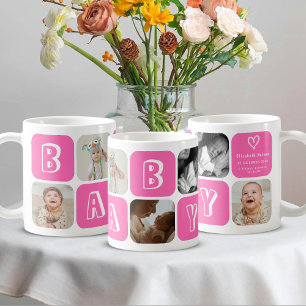 Baby Mädchen rosa Neugeborenen 5 Foto-Collage Ande Kaffeetasse