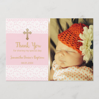 Baby-Mädchen-Rosa-Taufe danken Ihnen Dankeskarte