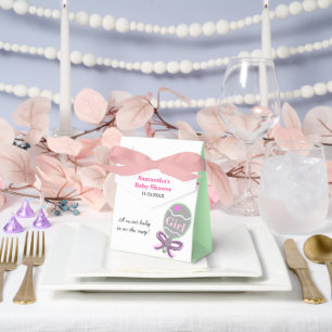 Baby-Mädchen-Shower Pink Grün Rassel  Geschenkschachtel