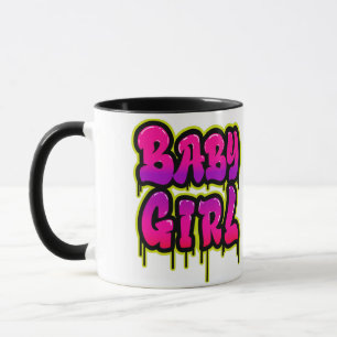 Baby Mädchen tropfende Wortkunst Sprayfarbe Rosa G Tasse