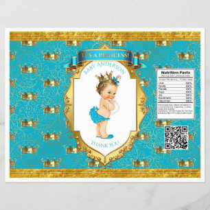 Baby Mädchen Türkis Gold Chip-Tüten-Verpackungen Flyer