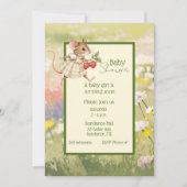 Baby Mädchen Waldtier Shower Einladung (Vorderseite)