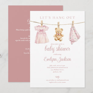 Baby-Mädchen-Wäscheleine Baby Shower Alles in Eine Einladung