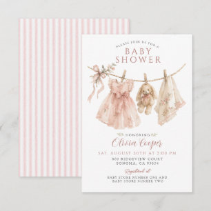 Baby-Mädchen-Wäscheleine Boho Rosé Baby-Party-Einl Einladung