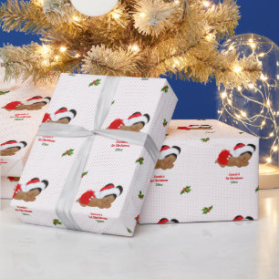 Baby-Mädchen-Weihnachten-Rot-Santa-Hut-Punkt-Verpa Geschenkpapier