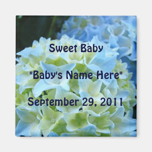 Baby-Magnet Baby-Name Birthdate Hydrangea Magnet