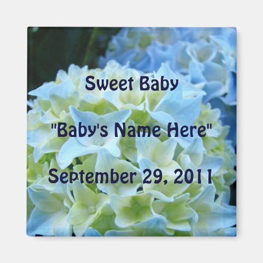 Baby-Magnet Baby-Name Birthdate Hydrangea Magnet (Vorne)