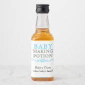 Baby Making Potion Baby Dusche bevorzugen Sky Blue Alkoholflaschenetikett (Vorderseite)