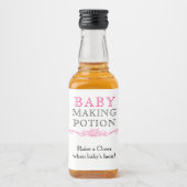 Baby Making Potion Baby Dusche Gefallen Pink Mini Alkoholflaschenetikett (Vorderseite)