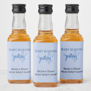Baby Making Potion Baby Shower Geschenk Blau Mini Alkoholflaschenetikett