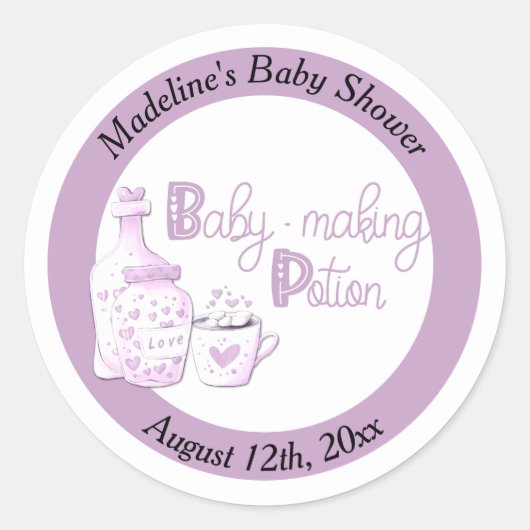 Baby Making Potion Lilac Baby Dusche Gefallen Runder Aufkleber (Vorderseite)