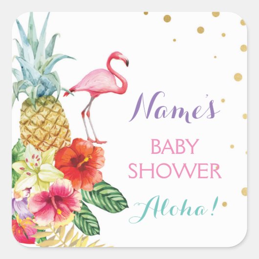 Baby Mama Dusche Aloha Flamingo Tiki Stickers Labe (Vorderseite)