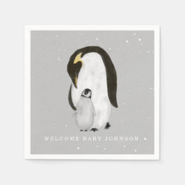 Baby & Mama Penguin Gray Winter Unisex Baby Dusche Serviette
