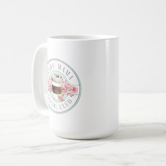 Baby Mama Social Club Aqua und Pink Kaffeetasse (Vorderseite Links)