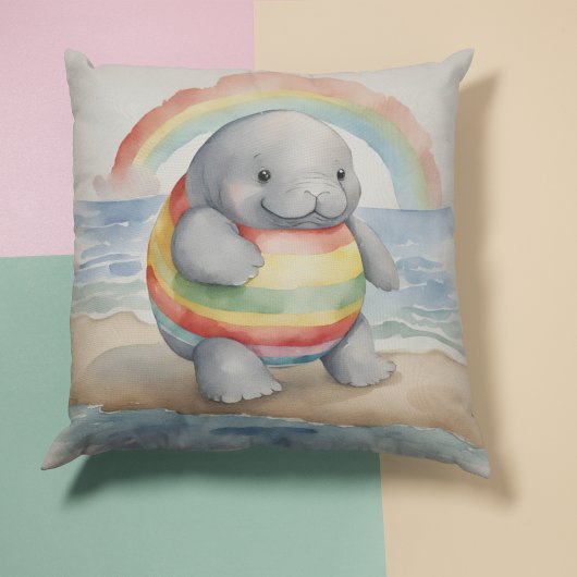 Baby Manatee Rainbow Kissen