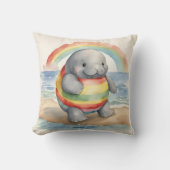 Baby Manatee Rainbow Kissen (Vorderseite)