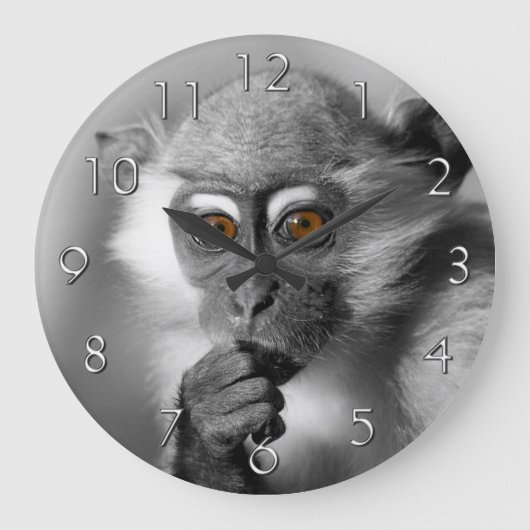 Baby Mangabey Monkey Große Wanduhr (Vorderseite)